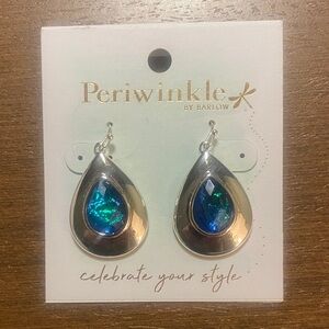 Periwinkle by Barlow Silver Earrings with Blue iridescent Accents